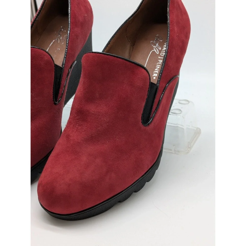 Donald J Pliner Melia Womens 9.5 M Red Suede Wedge Loafers Slip On Heels